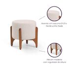 Puff Redondo Escandinavo De Madeira Linho - Nude