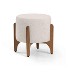 Puff Redondo Escandinavo De Madeira Linho - Nude