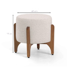 Puff Redondo Escandinavo De Madeira Linho - Nude