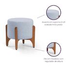 Puff Redondo Escandinavo De Madeira Linho - Prata