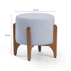 Puff Redondo Escandinavo De Madeira Linho - Prata