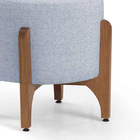 Puff Redondo Escandinavo De Madeira Linho - Prata