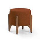 Puff Redondo Escandinavo De Madeira Linho - Terra Cota