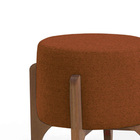 Puff Redondo Escandinavo De Madeira Linho - Terra Cota