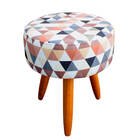 Puff Redondo Estampado Para Sala E Quarto Suede Mosaico- Jylc