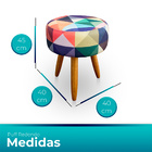 Puff Redondo Estampado Para Sala E Quarto Suede Triângulo- Jy