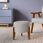 Puff Redondo Estofado Com Pés De Madeira Ref 200 Imbuia