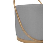 Puff Redondo Estofado Em Linho Base Metal - Lizard Cinza