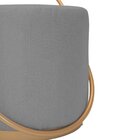 Puff Redondo Estofado Em Linho Base Metal - Lizard Cinza