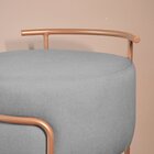 Puff Redondo Estofado Linho Base Metal Adão Cinza