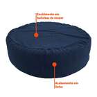 Puff Redondo Gigante Linho Azul Marinho