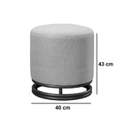 Puff Redondo Helga Em Linho E Base Metal Preto Agarb Decor Li