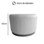 Puff Redondo Ipanema Couro Caramelo Com Base Em Madeira