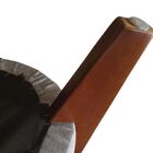 Puff Redondo Itália Veludo Cinza Chumbo Pés Madeira