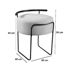 Puff Redondo Ivar Em Linho E Base Metal Dourado Agarb Decor L