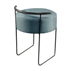 Puff Redondo Ivar Em Linho E Base Metal Preto Agarb Decor Lin