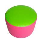 Puff Redondo Junior Corino Verde E Rosa
