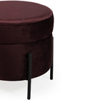 Puff Redondo Lewis 45x45cm Pés Preto Veludo Marsala - Nexta C