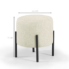 Puff Redondo Liverpool De Linho Pés De Ferro  - Mescla Prata