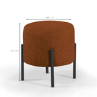 Puff Redondo Liverpool De Linho Pés De Ferro  - Terra Cota