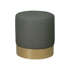 Puff Redondo Metal Dourado Biér Agarb Decor Linho Cinza