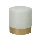 Puff Redondo Metal Dourado Biér Agarb Decor Linho Off
