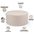 Puff Redondo Orgânico Para Living 90cm Lola W01 Bouclê Creme
