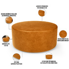 Puff Redondo Orgânico Para Living 90cm Lola W01 Couríssimo Wh