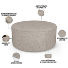 Puff Redondo Orgânico Para Living 90cm Lola W01 Linho Bege -