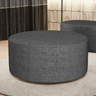 Puff Redondo Orgânico Para Living 90cm Lola W01 Linho Cinza E