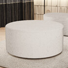 Puff Redondo Orgânico Para Living 90cm Lola W01 Linho Cru - L