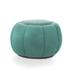 Puff Redondo Orgânico Para Sala Cloud Bouclê Azul Turquesa E0