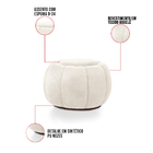 Puff Redondo Orgânico Para Sala Cloud Bouclê Bege E03 - D'ros