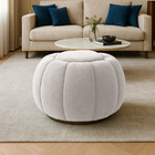 Puff Redondo Orgânico Para Sala Cloud Bouclê Cinza Claro E03