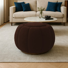 Puff Redondo Orgânico Para Sala Cloud Bouclê Marrom E03 - D'r