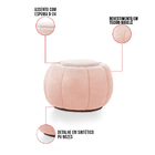 Puff Redondo Orgânico Para Sala Cloud Bouclê Rosê E03 - D'ros