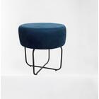 Puff Redondo Ouro Linho Azul