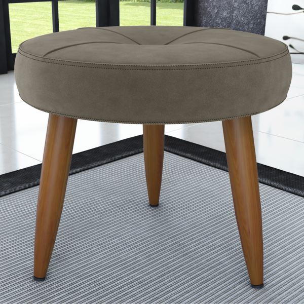 Puff Redondo Para Sala Davi Veludo Cappuccino