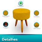 Puff Redondo Para Sala E Quarto Palito Mel Suede Amarelo - We