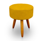 Puff Redondo Para Sala E Quarto Palito Mel Suede Amarelo - We