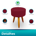 Puff Redondo Para Sala E Quarto Palito Mel Suede Vermelho - W