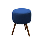 Puff Redondo Para Sala E Quarto Palito Suede Azul Royal - J.a