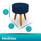 Puff Redondo Para Sala E Quarto Suede Azul - Jylcrom
