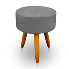 Puff Redondo Para Sala E Quarto Suede Cinza - Jylcrom