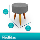 Puff Redondo Para Sala E Quarto Suede Cinza - Jylcrom