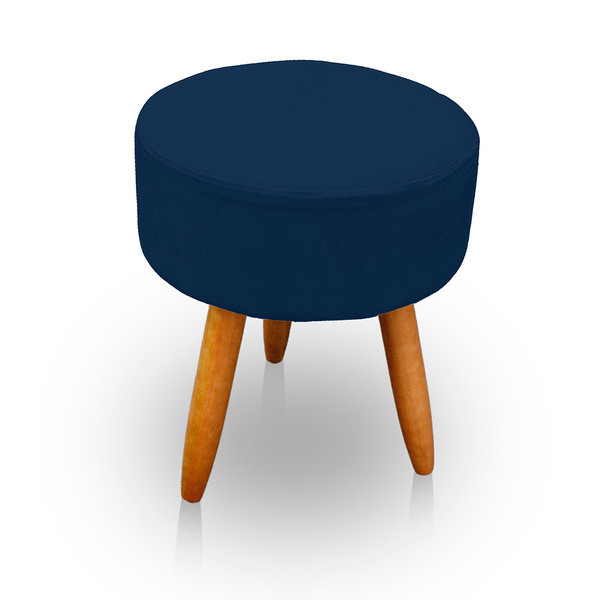 Puff Redondo Para Sala E Quarto Suede - Jylcrom - Azul