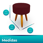 Puff Redondo Para Sala E Quarto Suede - Jylcrom - Bordo