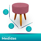 Puff Redondo Para Sala E Quarto Suede Rose - Jylcrom
