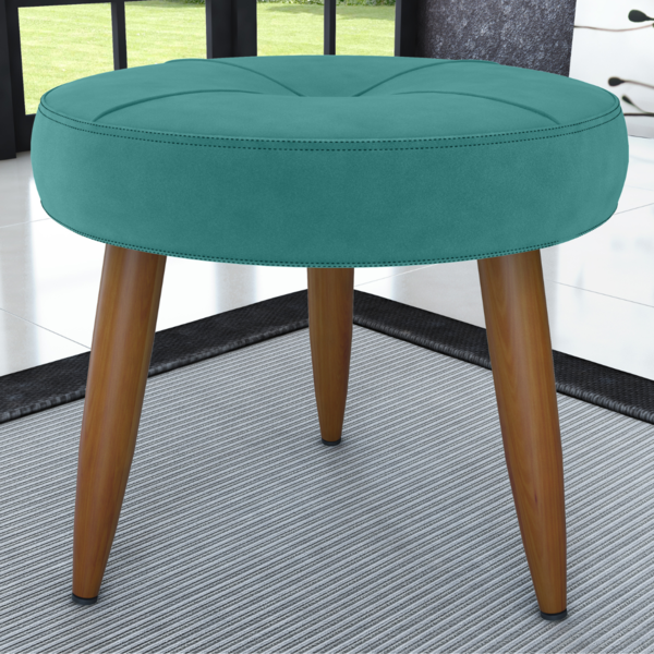 Puff Redondo Para Sala Miami Veludo Verde Menta