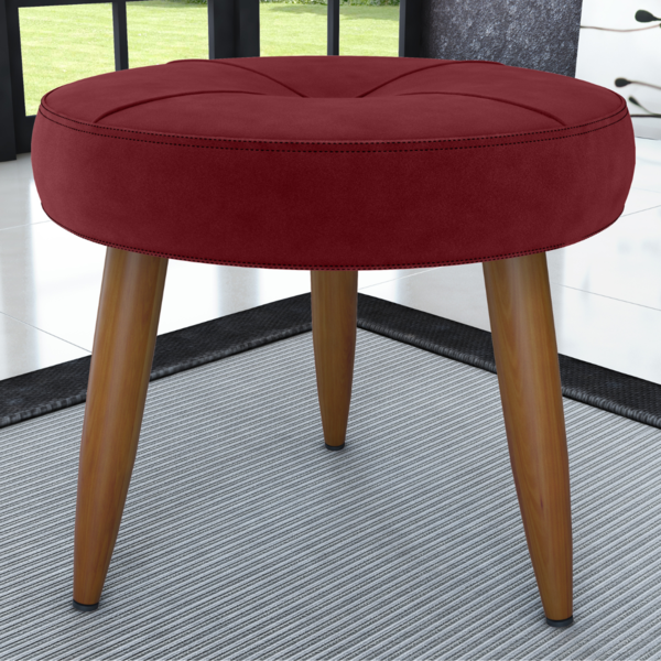 Puff Redondo Para Sala Miami Veludo Vinho